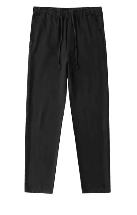 2025 Summer Linen Cotton Loose-Fit Trousers – Breathable Straight-Leg Drawstring Pants in Solid White