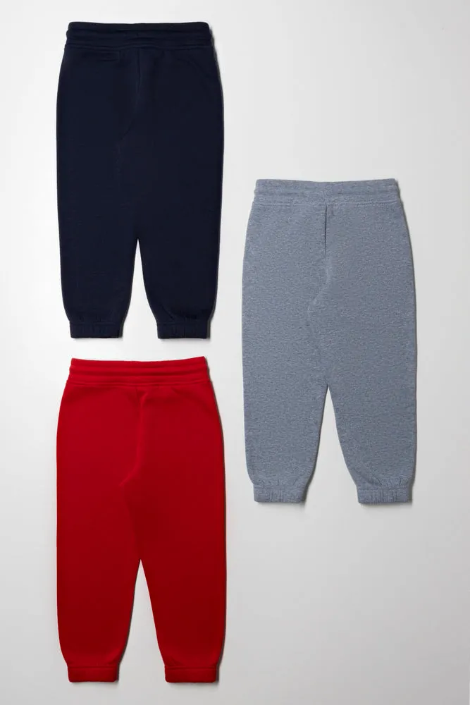 3 Pack Trackpants Red, Grey And Navy