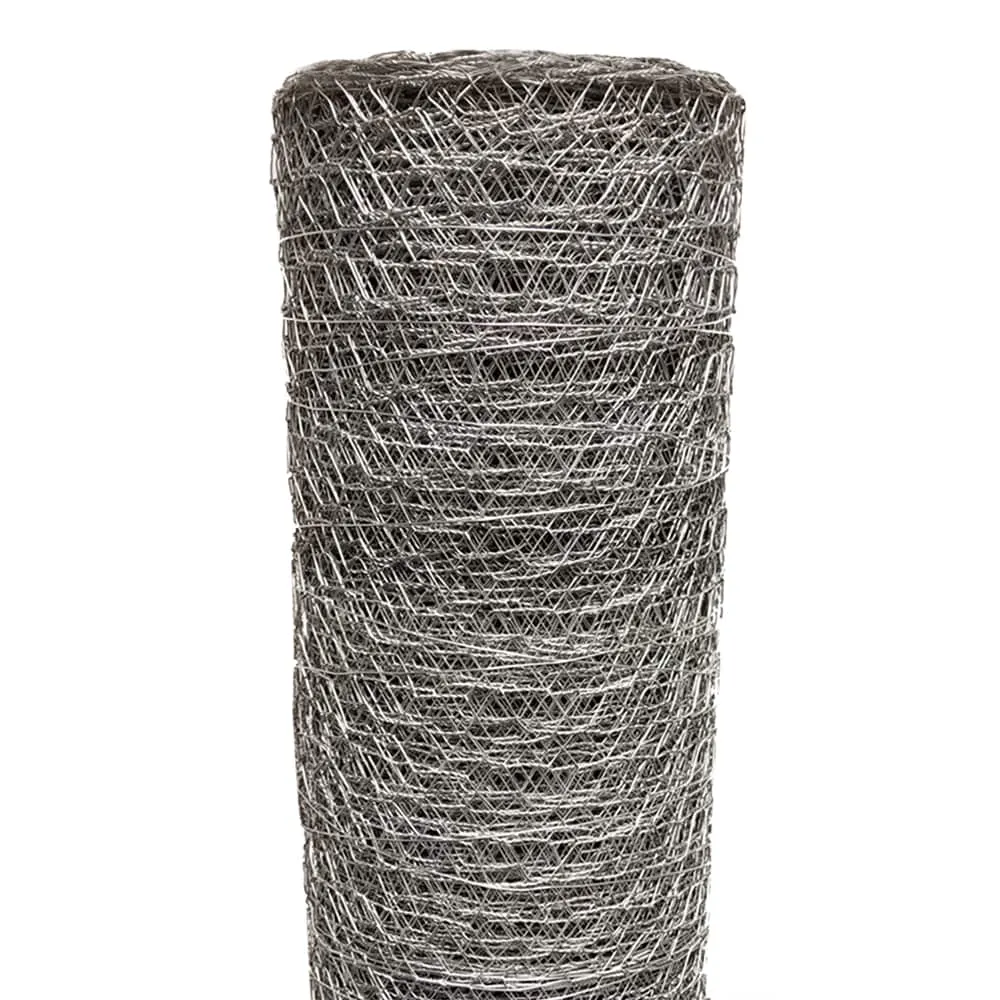 Acorn International 25ft x 4ft Galvanized Chicken Wire Fencing - 20 Gauge