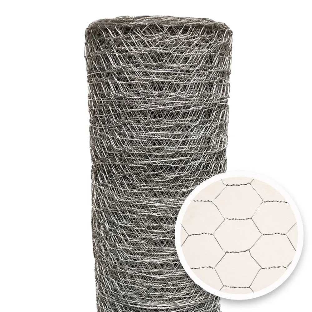 Acorn International 25ft x 4ft Galvanized Chicken Wire Fencing - 20 Gauge