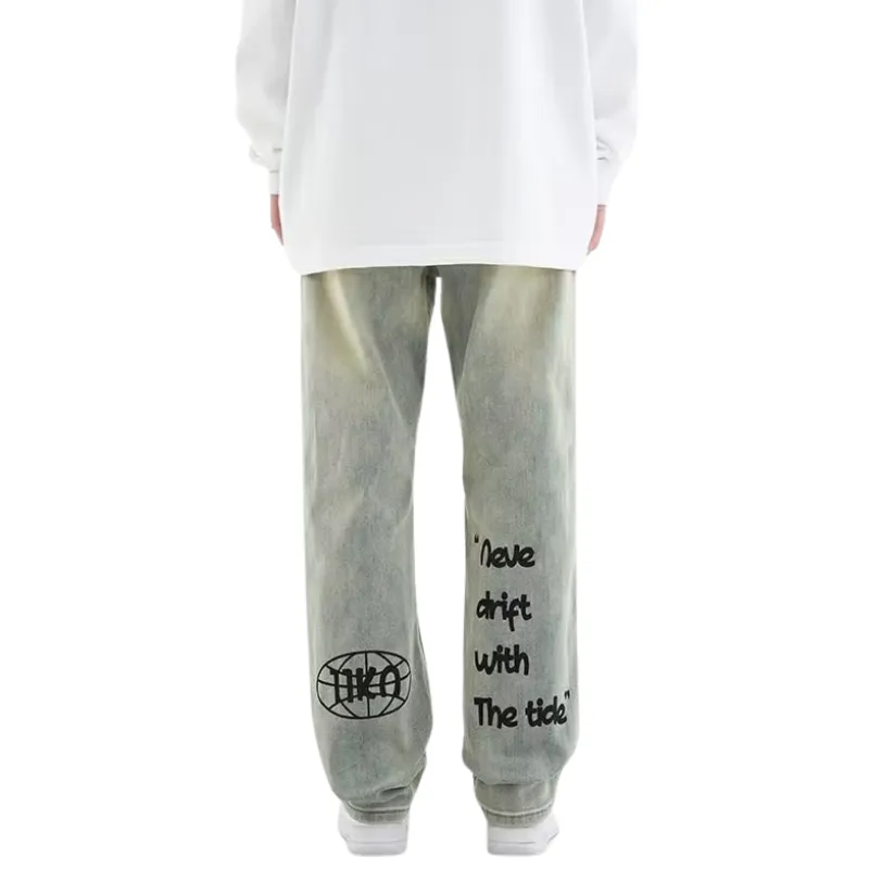 American Letter Graphic Straight Jeans
