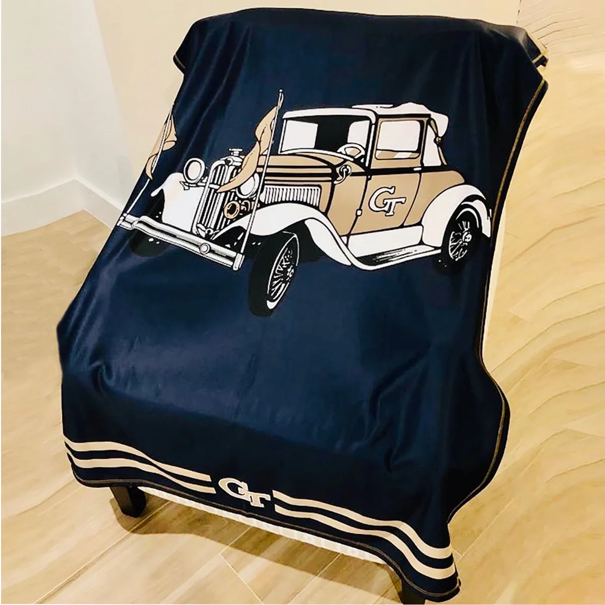 American University Eagles Game Day Soft Premium Navy Throw Blanket 40 x 58 Logo and Stripes by Vive La Fete