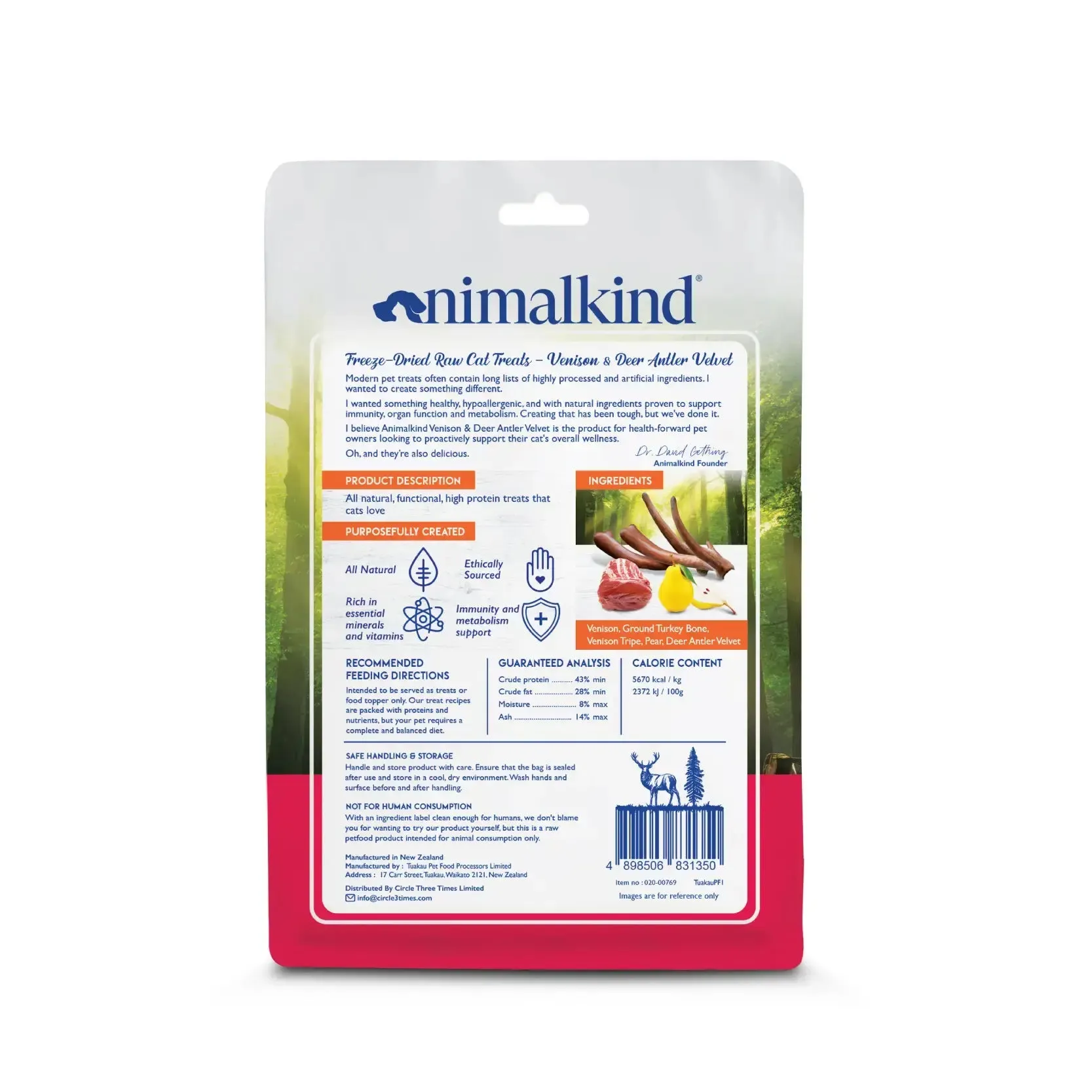 Animalkind Freeze-Dried Raw Cat Treats - Venison & Deer Antler Velvet 50g