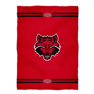 Arkansas State Red Wolves Game Day Soft Premium Red Throw Blanket 40 x 58 Logo and Stripes by Vive La Fete