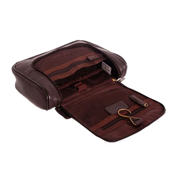 Ashwood Westminster 89145 Brown Leather Hanging Wash Bag