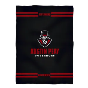 Austin Peay State University Governors Soft Premium Black Throw Blanket 40 x 58 Logo and Stripes by Vive La Fete