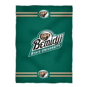Bemidji State Beavers BSU Game Day Soft Premium Green Throw Blanket 40 x 58 Logo and Stripes by Vive La Fete