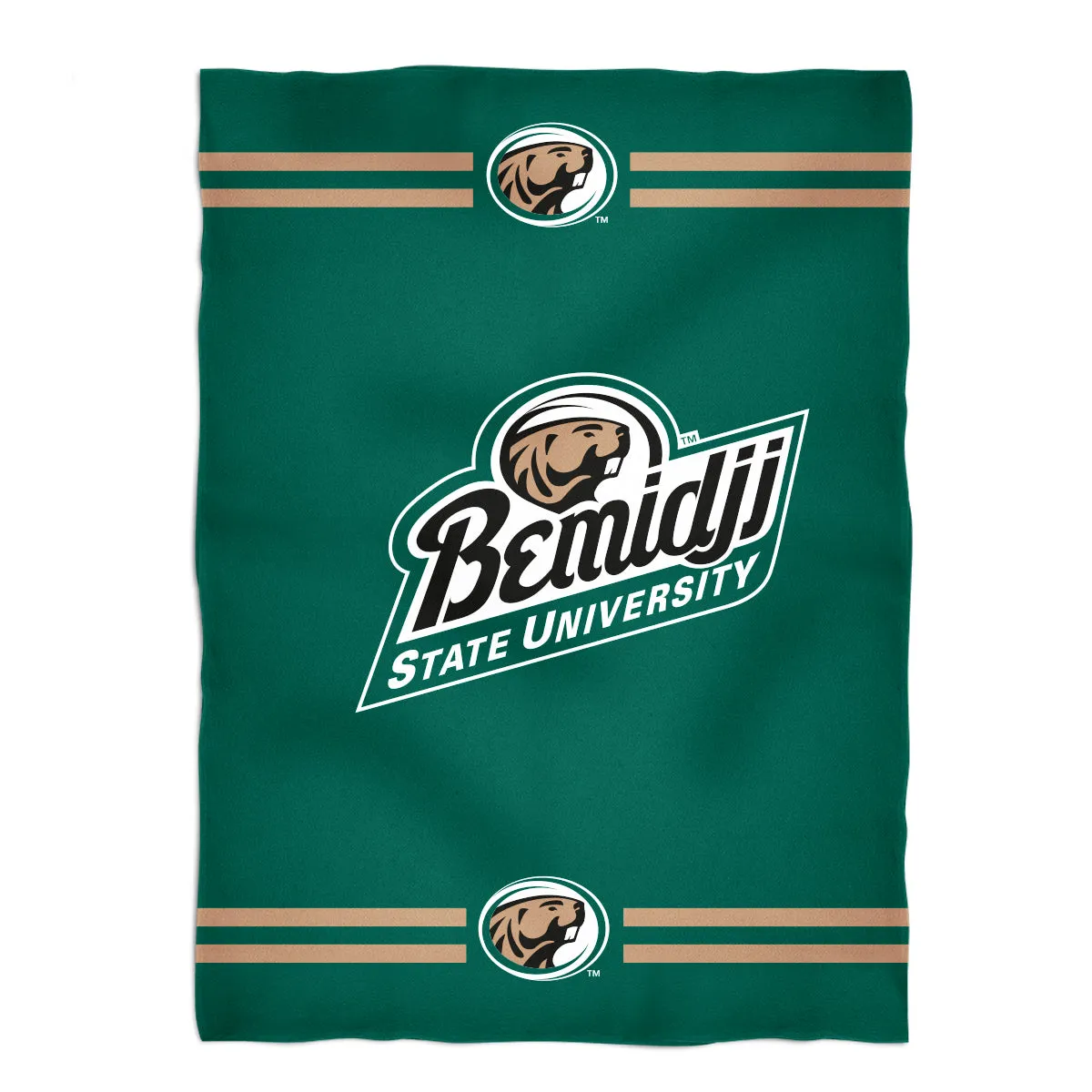 Bemidji State Beavers BSU Game Day Soft Premium Green Throw Blanket 40 x 58 Logo and Stripes by Vive La Fete