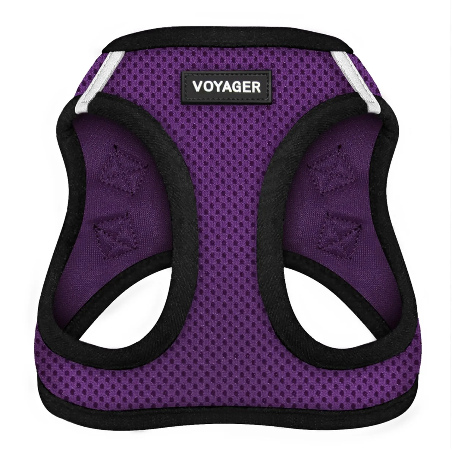 Best Pet Supplies - All Weather Mesh, Reflective, No Pull Harness for Small, Medium Dogs, Cats - Secure with Hook & Loop Fastener, Buckle, Double D-Rings - Purple/Black Trim, XXS