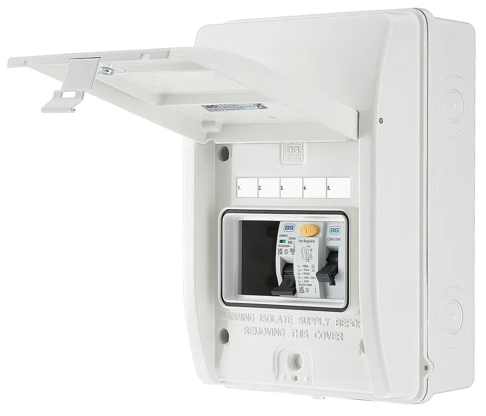BG CFSHOW1A Metal Shower Kit - IP65 Metal Enclosure, 63A Type A 30mA RCD, 50A MCB