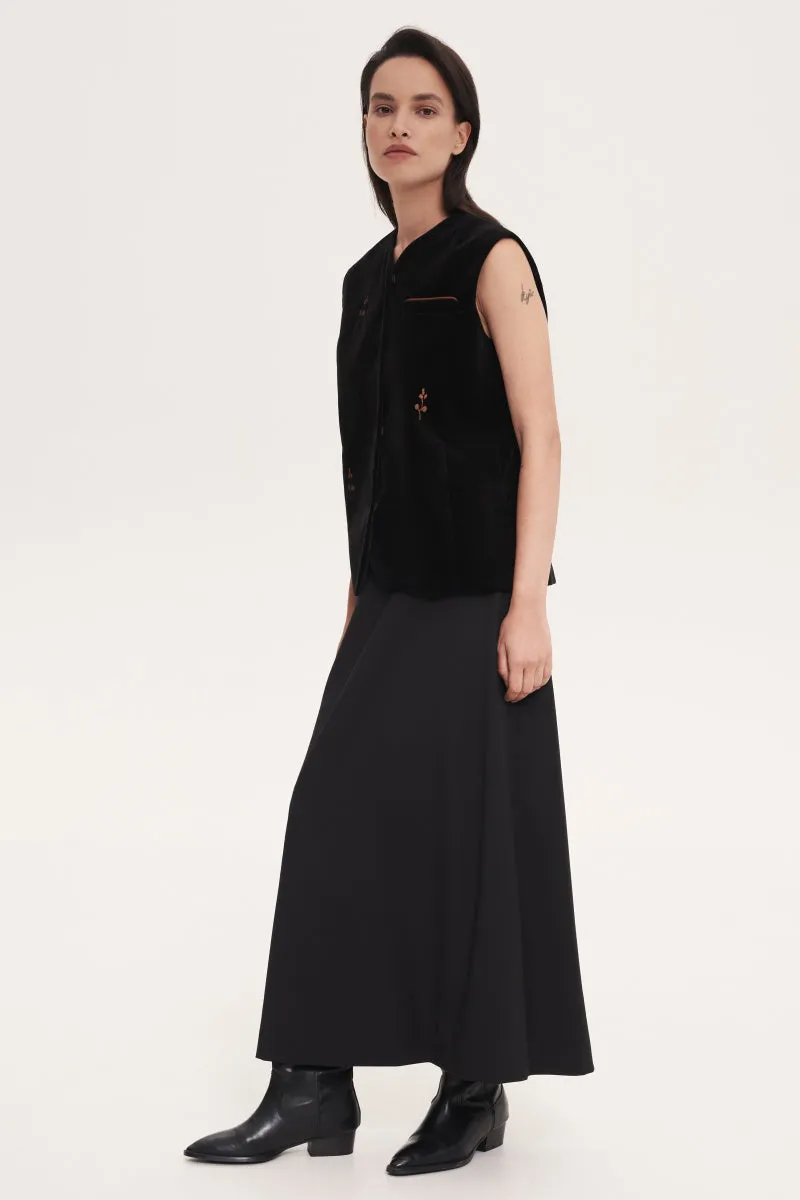 BLACK ROSE EMBROIDERED WAISTCOAT