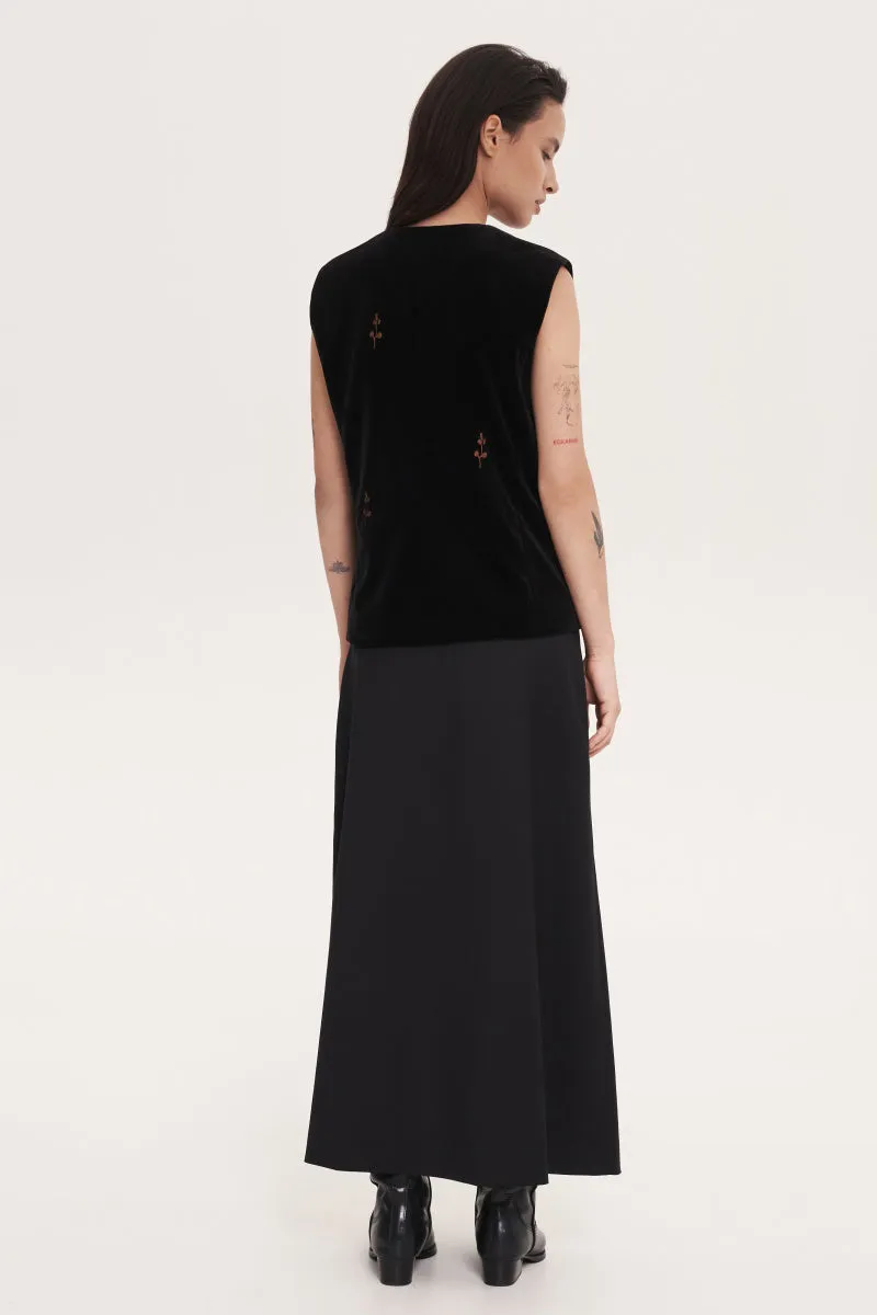 BLACK ROSE EMBROIDERED WAISTCOAT