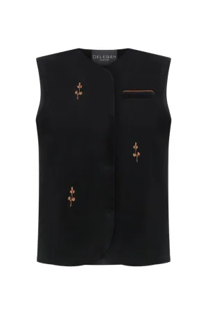 BLACK ROSE EMBROIDERED WAISTCOAT