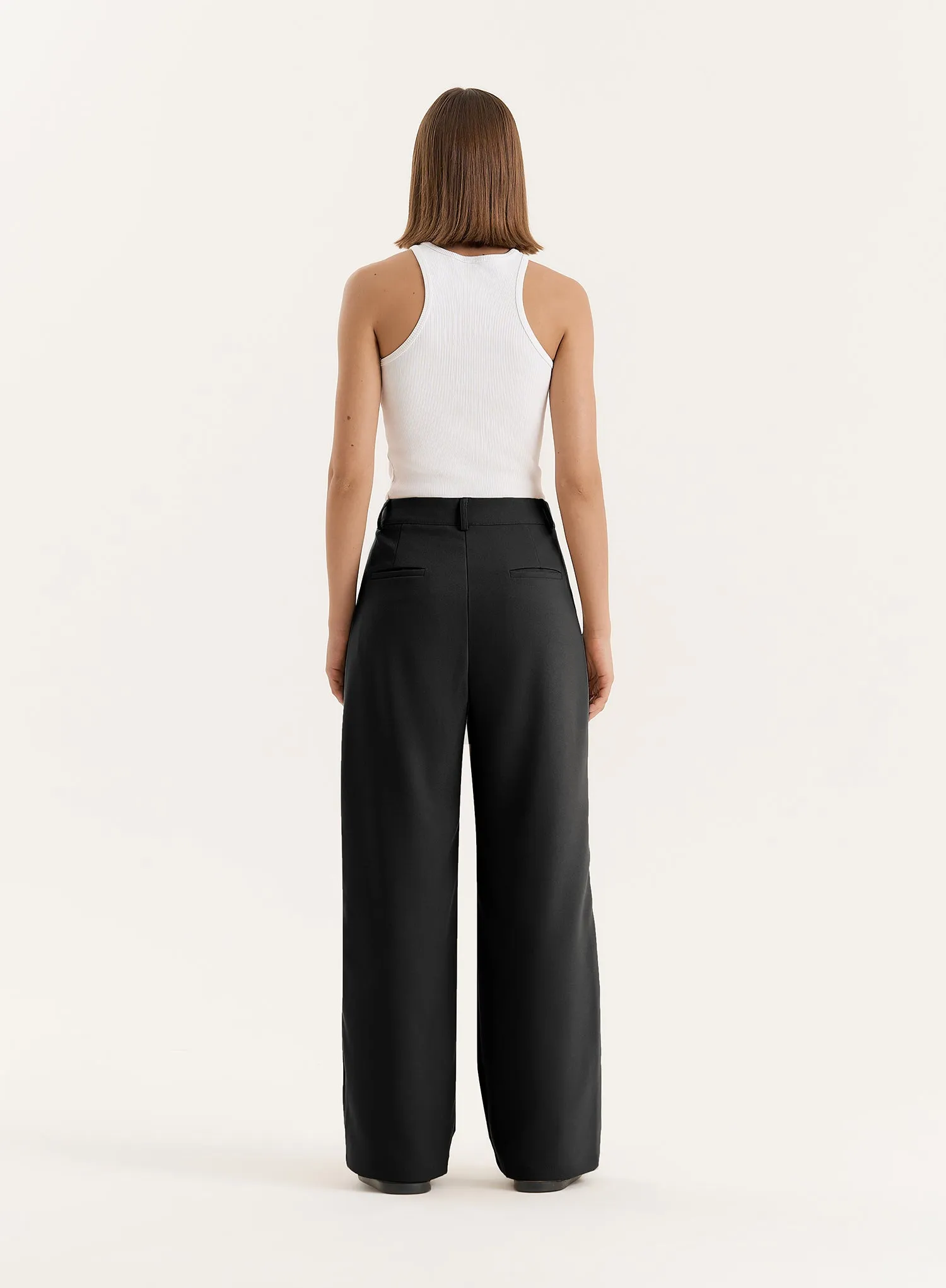 Black Tailored Wide Leg Trouser- Reese