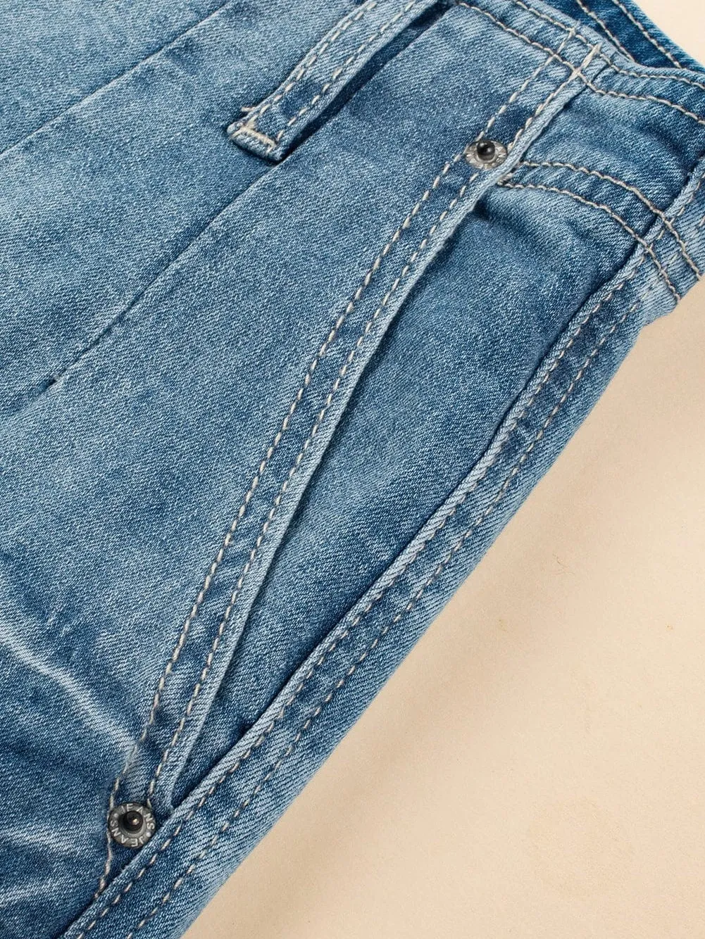 Blue Dusk Loose Leg High Waist Denim Jeans with Multi Buttons
