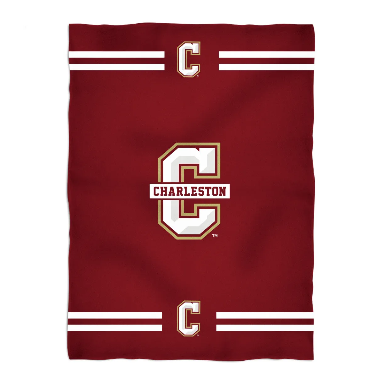 Charleston Cougars Game Day Soft Premium Black Throw Blanket 40 x 58 Logo and Stripes by Vive La Fete