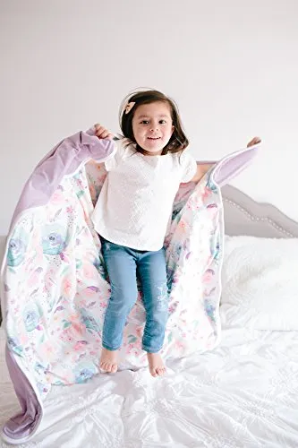 Copper Pearl Large Premium Knit Baby 3 Layer Stretchy Quilt Blanket Floral"Bloom", 10.6 Ounces