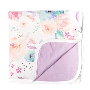 Copper Pearl Large Premium Knit Baby 3 Layer Stretchy Quilt Blanket Floral"Bloom", 10.6 Ounces
