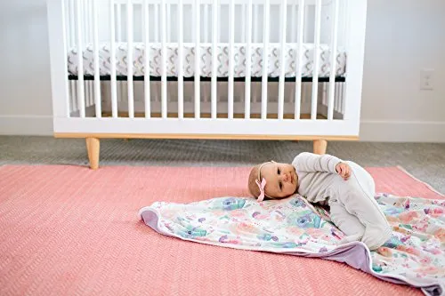 Copper Pearl Large Premium Knit Baby 3 Layer Stretchy Quilt Blanket Floral"Bloom", 10.6 Ounces