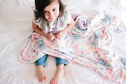 Copper Pearl Large Premium Knit Baby 3 Layer Stretchy Quilt Blanket Floral"Bloom", 10.6 Ounces