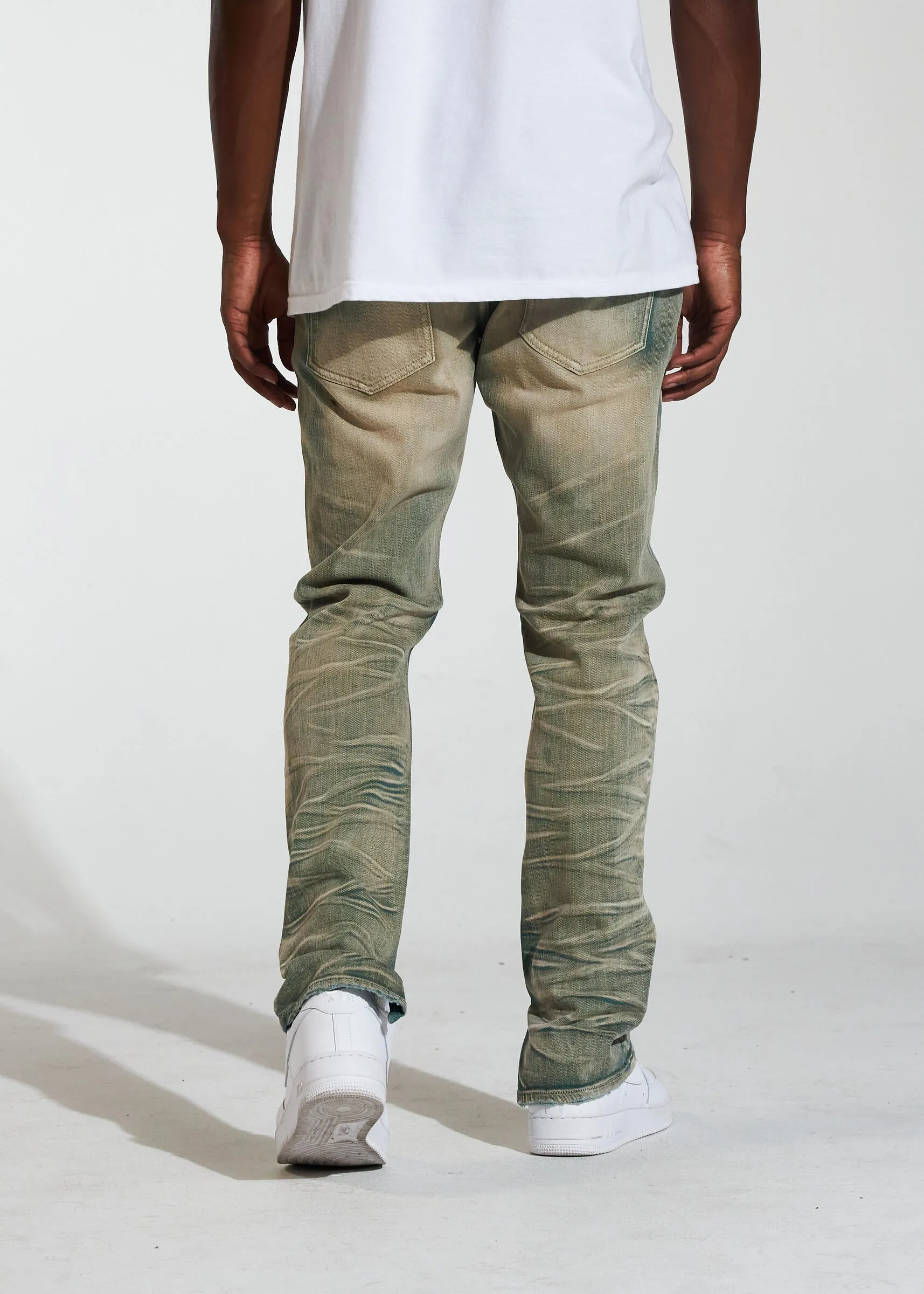 Crysp Denim Arch Dark Sand Wash Stacked Denim Jeans (CRYSPR241-009)