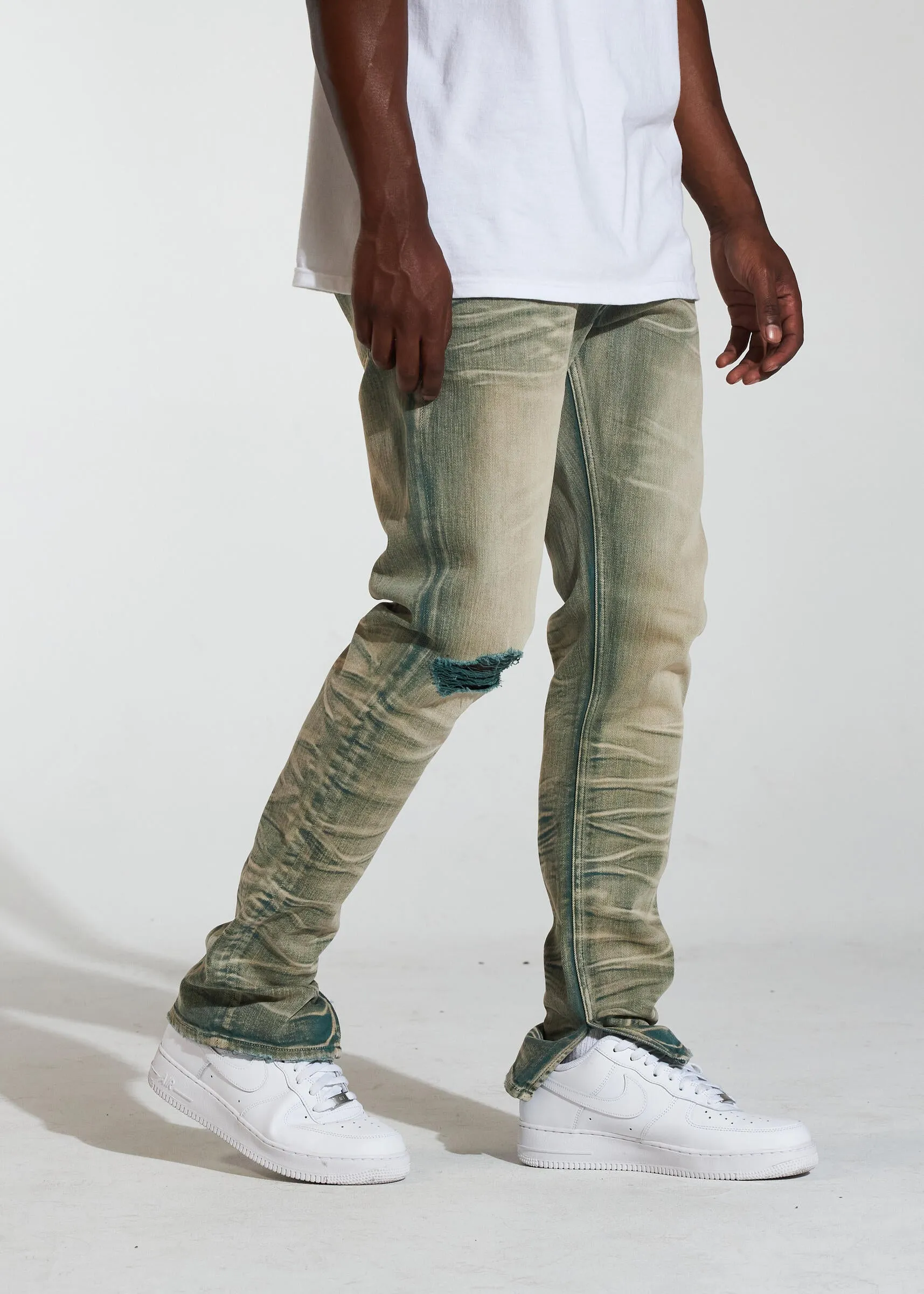 Crysp Denim Arch Dark Sand Wash Stacked Denim Jeans (CRYSPR241-009)
