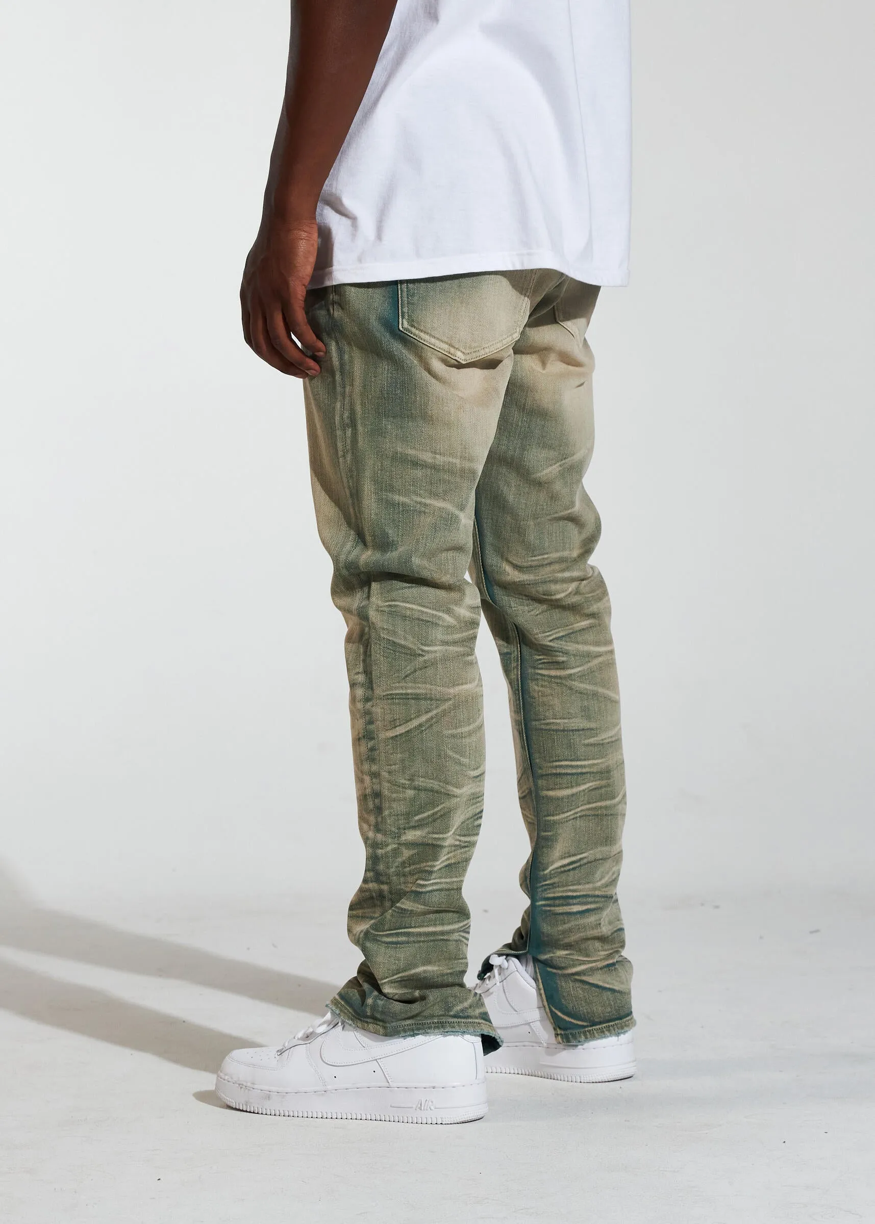 Crysp Denim Arch Dark Sand Wash Stacked Denim Jeans (CRYSPR241-009)