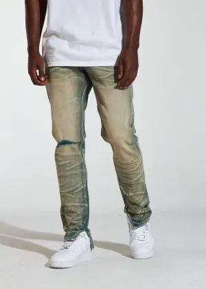 Crysp Denim Arch Dark Sand Wash Stacked Denim Jeans (CRYSPR241-009)