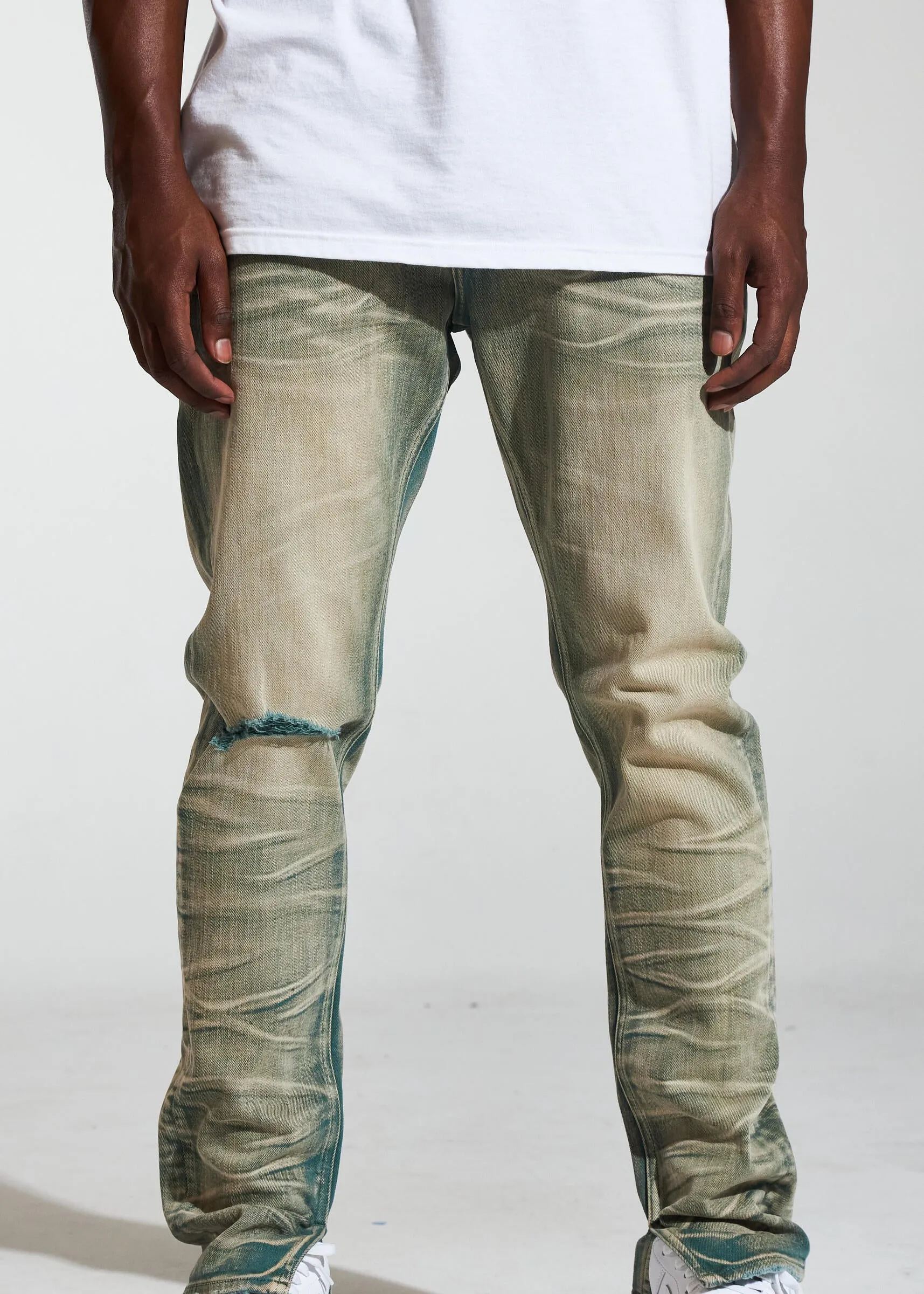 Crysp Denim Arch Dark Sand Wash Stacked Denim Jeans (CRYSPR241-009)
