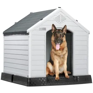 Durable Waterproof Plastic Dog House for Small to Large Sized Dogs, Indoor Outdoor Doghouse Puppy Shelter with Elevated Floor