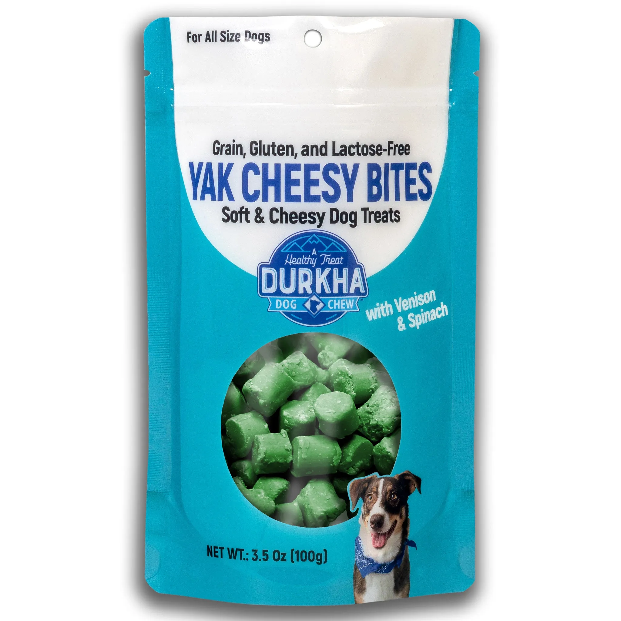 Durkha Yak Cheesy Bites Dog Venison & Spinach 3.5 oz