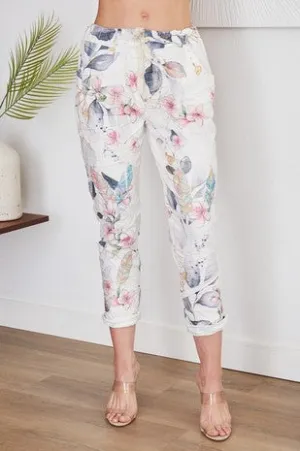 Floral Print Crinkle Jogger Pant