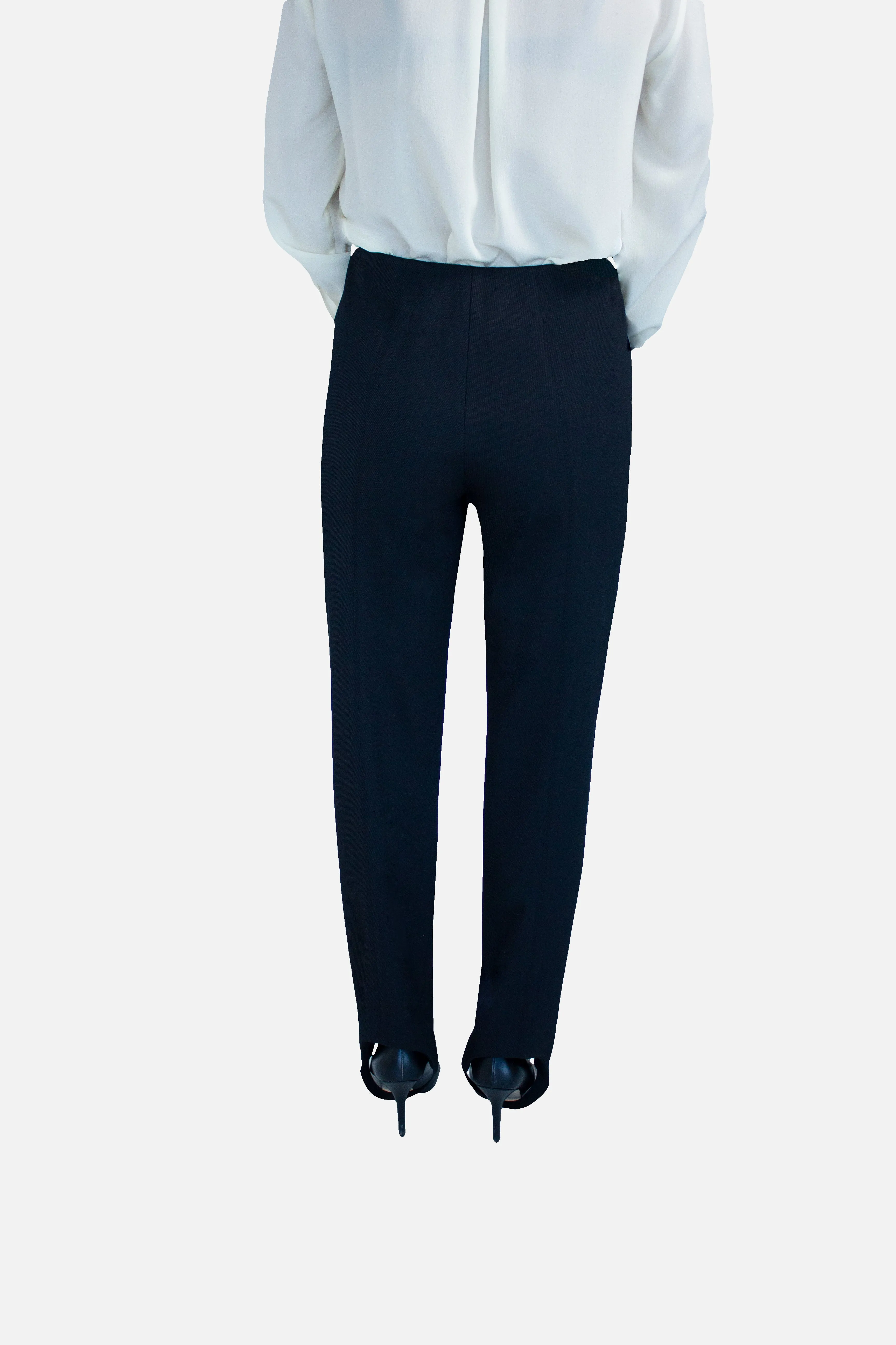 Foot Strap Wool Trousers Black