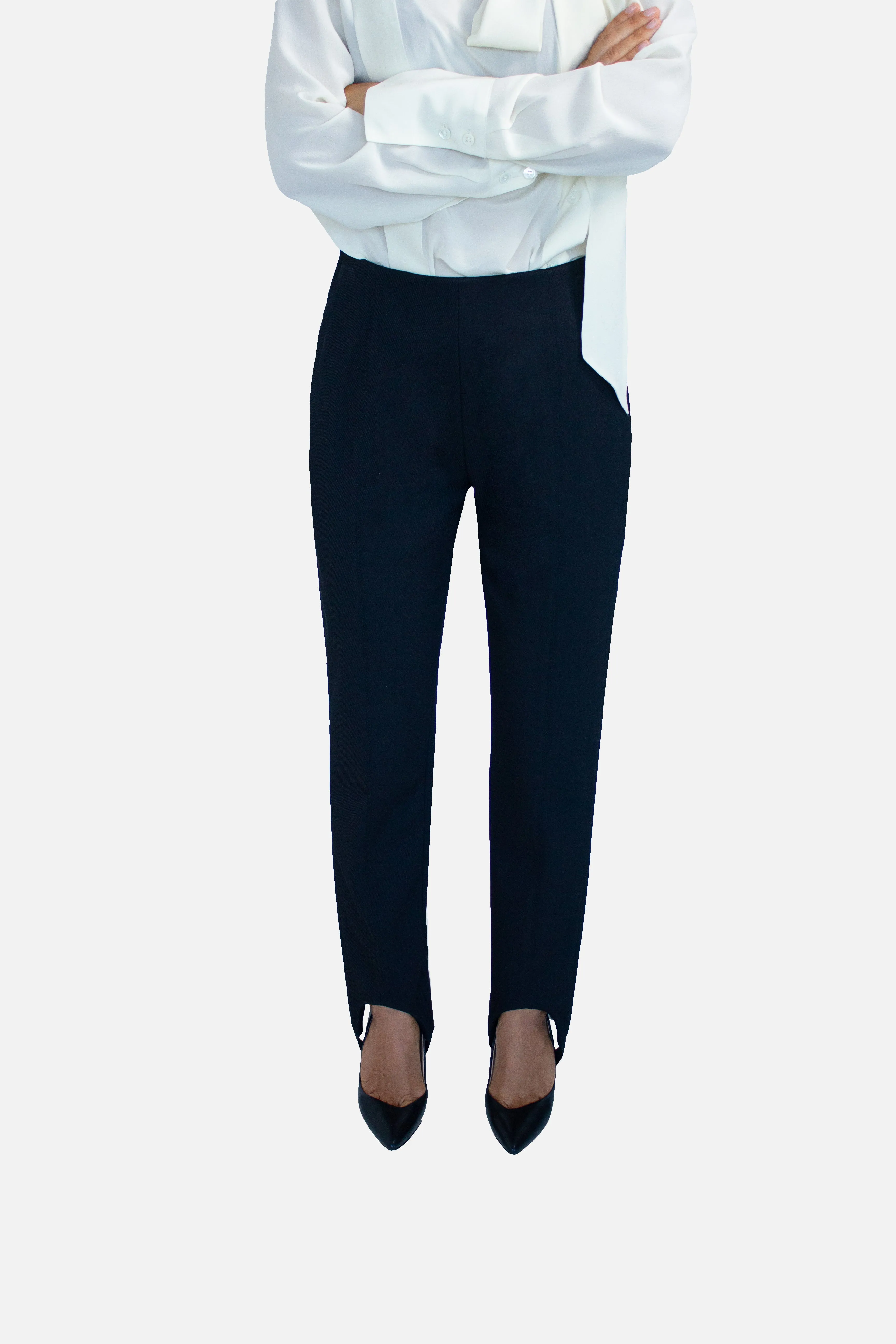Foot Strap Wool Trousers Black