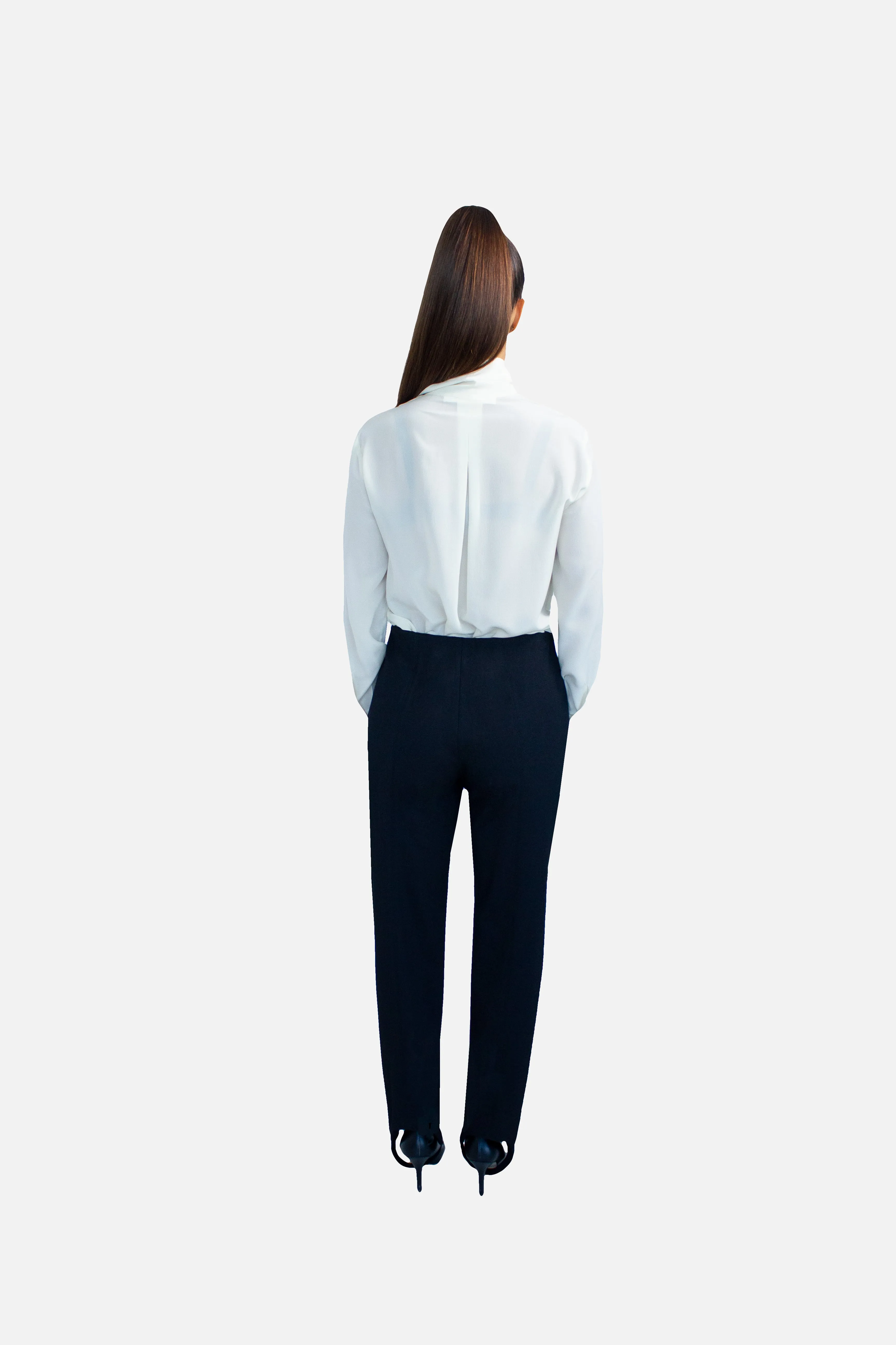 Foot Strap Wool Trousers Black