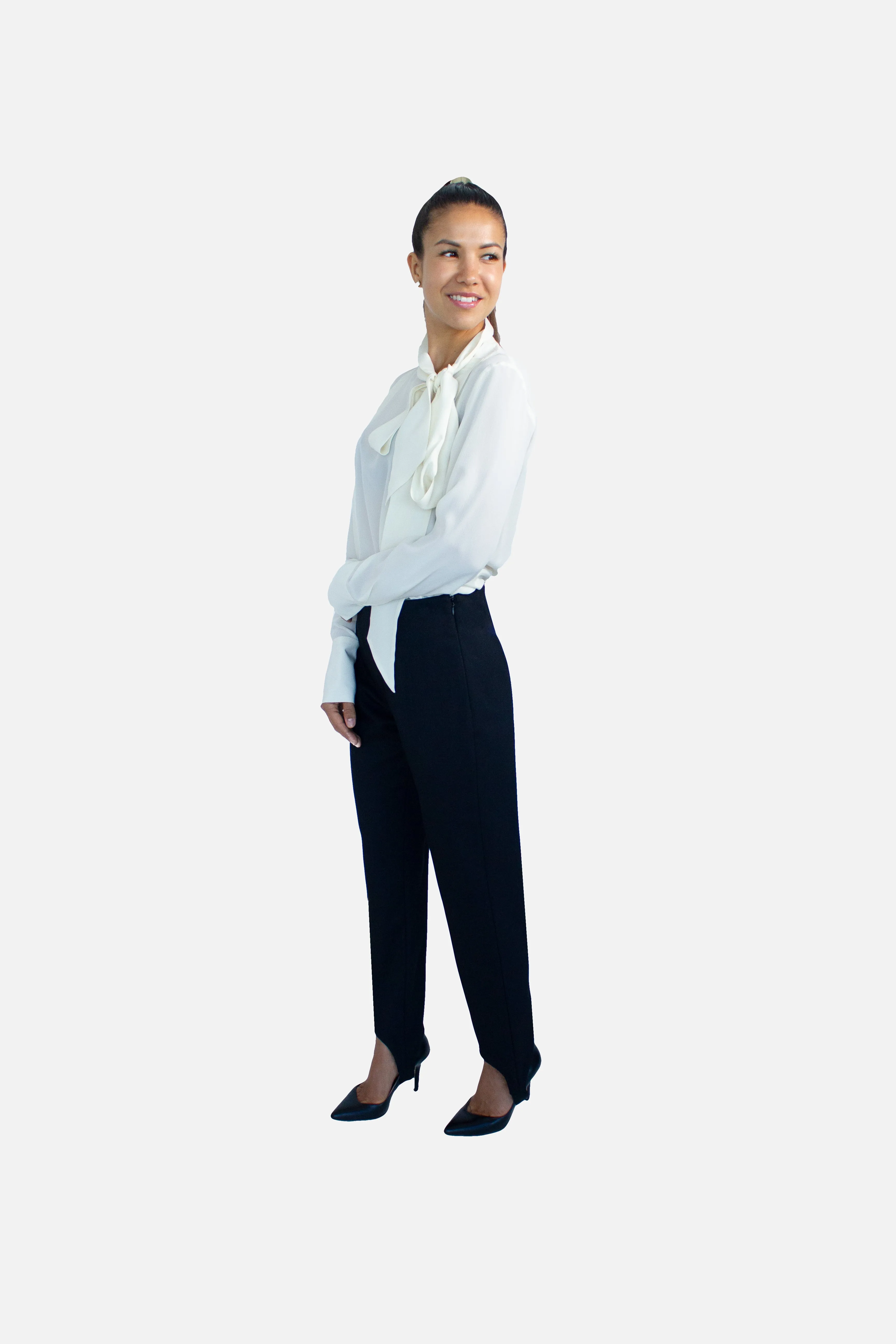 Foot Strap Wool Trousers Black