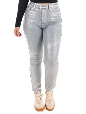 Glow Up High Rise Metallic Straight Jeans