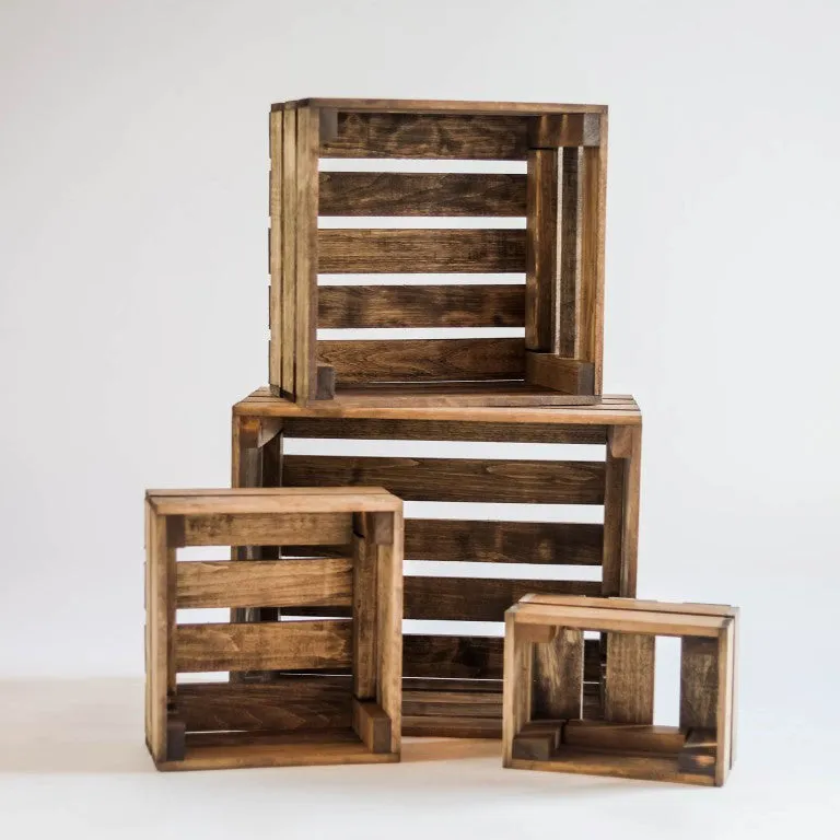 Handmade Rustic Nesting Wooden Crate Set – Farmhouse Display Boxes - Perfect for Country Wedding Décor!