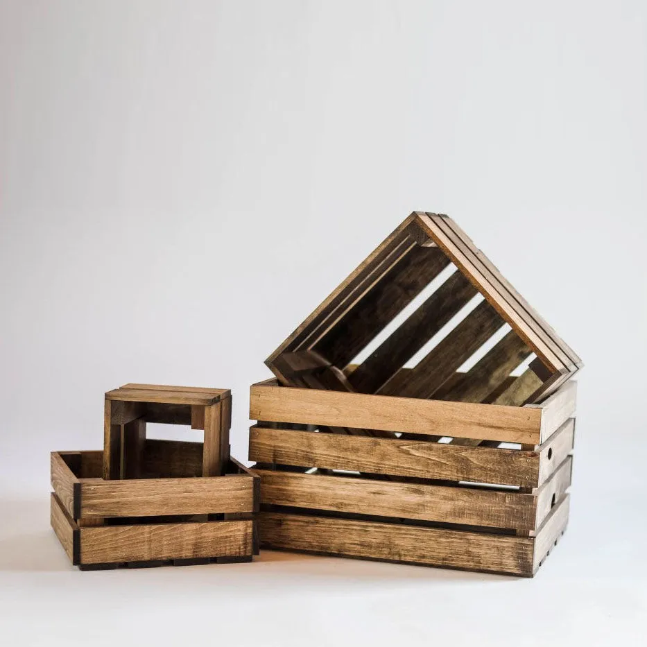 Handmade Rustic Nesting Wooden Crate Set – Farmhouse Display Boxes - Perfect for Country Wedding Décor!