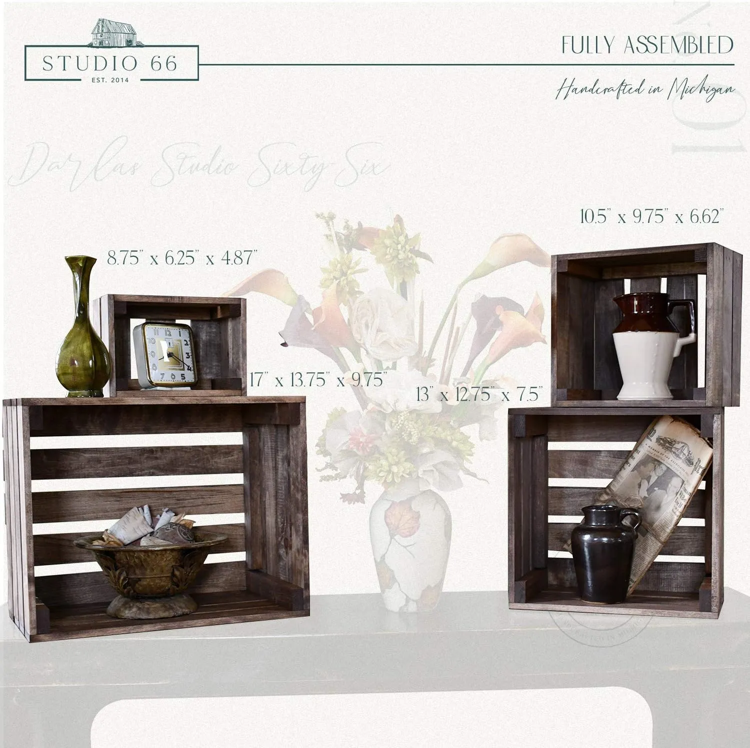 Handmade Rustic Nesting Wooden Crate Set – Farmhouse Display Boxes - Perfect for Country Wedding Décor!