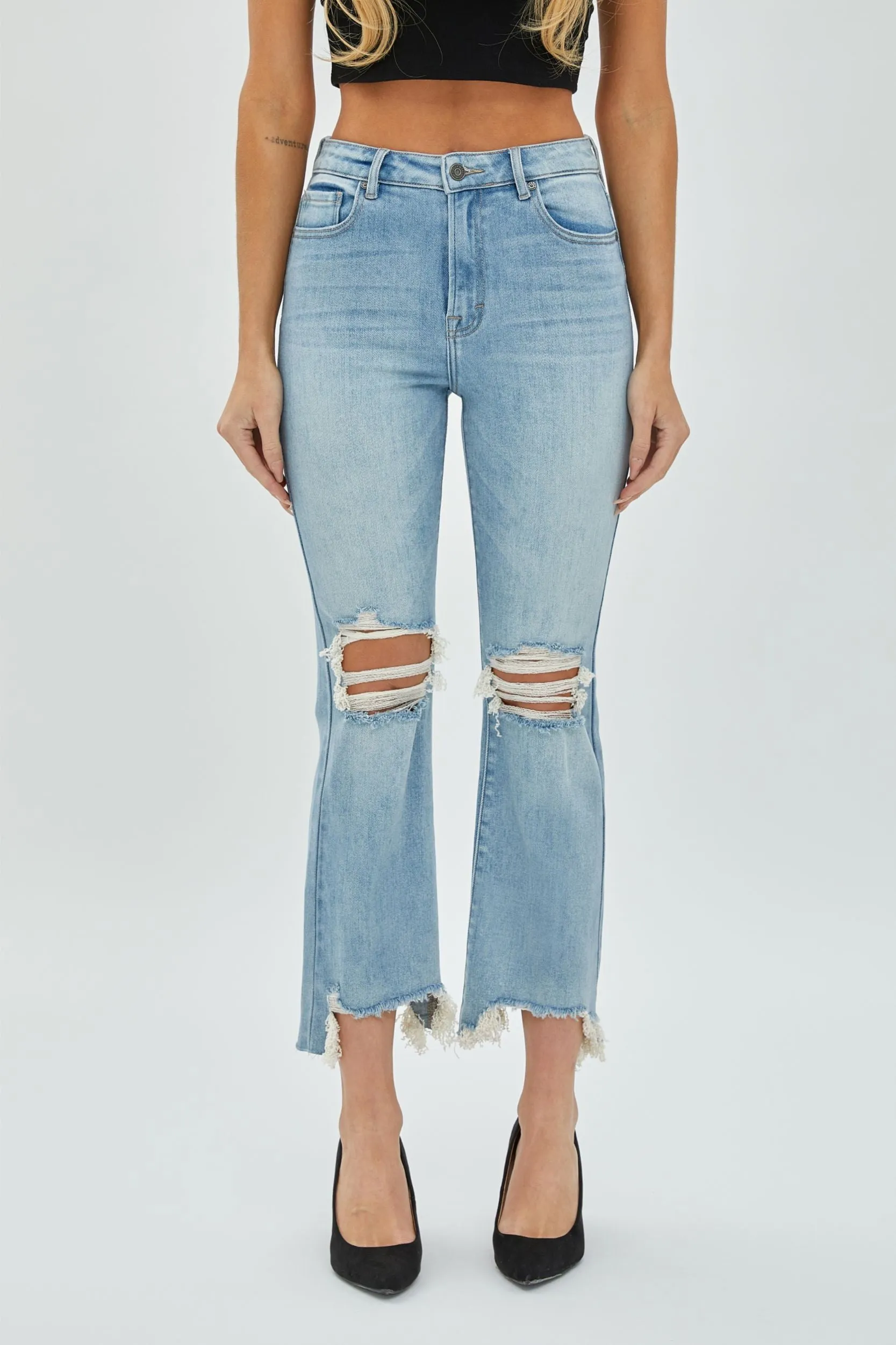 Happi Distressed Crop Flare