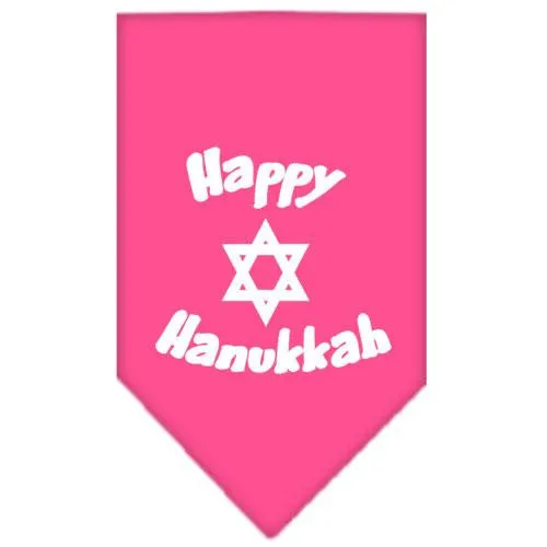 Happy Hanukkah Screen Print Bandana Bright Pink Small