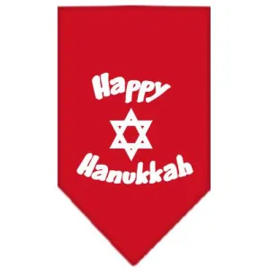 Happy Hanukkah Screen Print Bandana Red Large