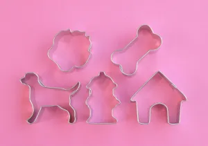 Happy Hound Mini Cookie Cutter Set -Set includes dog, dog house, fire hydrant, bone, and paw.