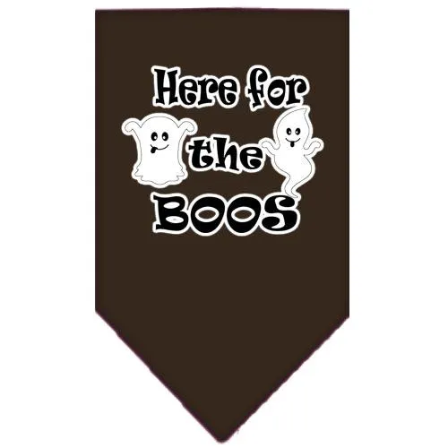 Here For The Boos Screen Print Bandana Brown Large