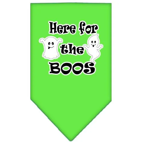 Here For The Boos Screen Print Bandana Lime Green Small