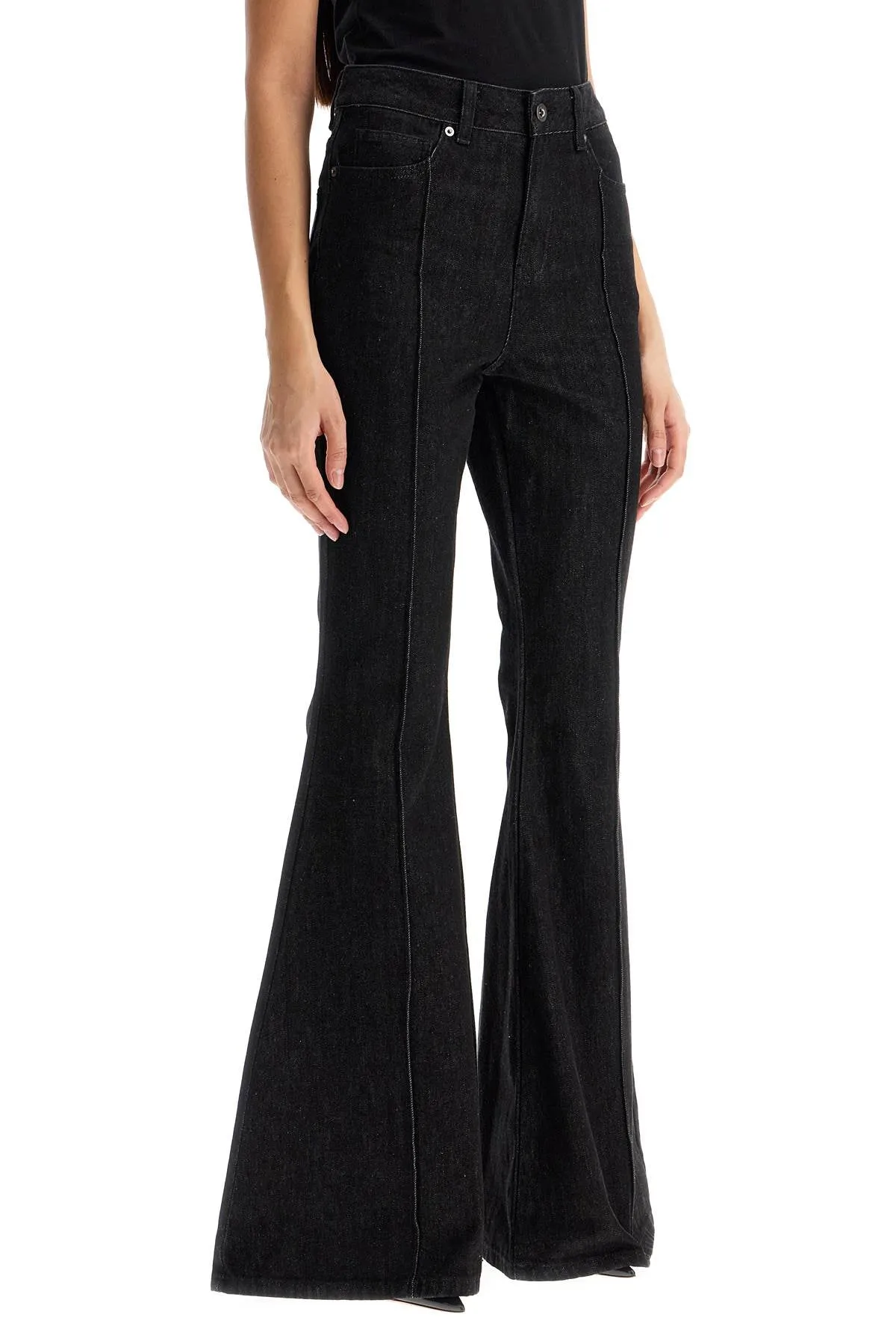 high-waisted flare jeans for