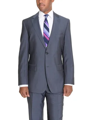 Hugo Boss Paolini1/Movio1 Blue Gray Striped Two Button Wool Suit