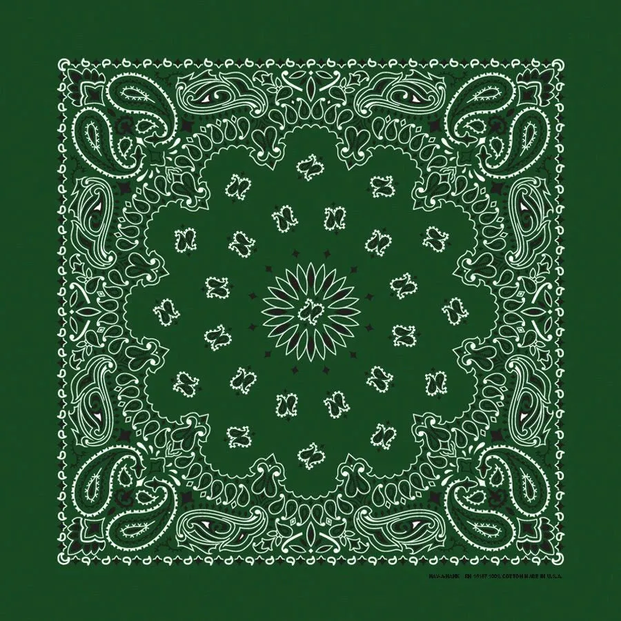 Hunter Green Paisley Print Bandana
