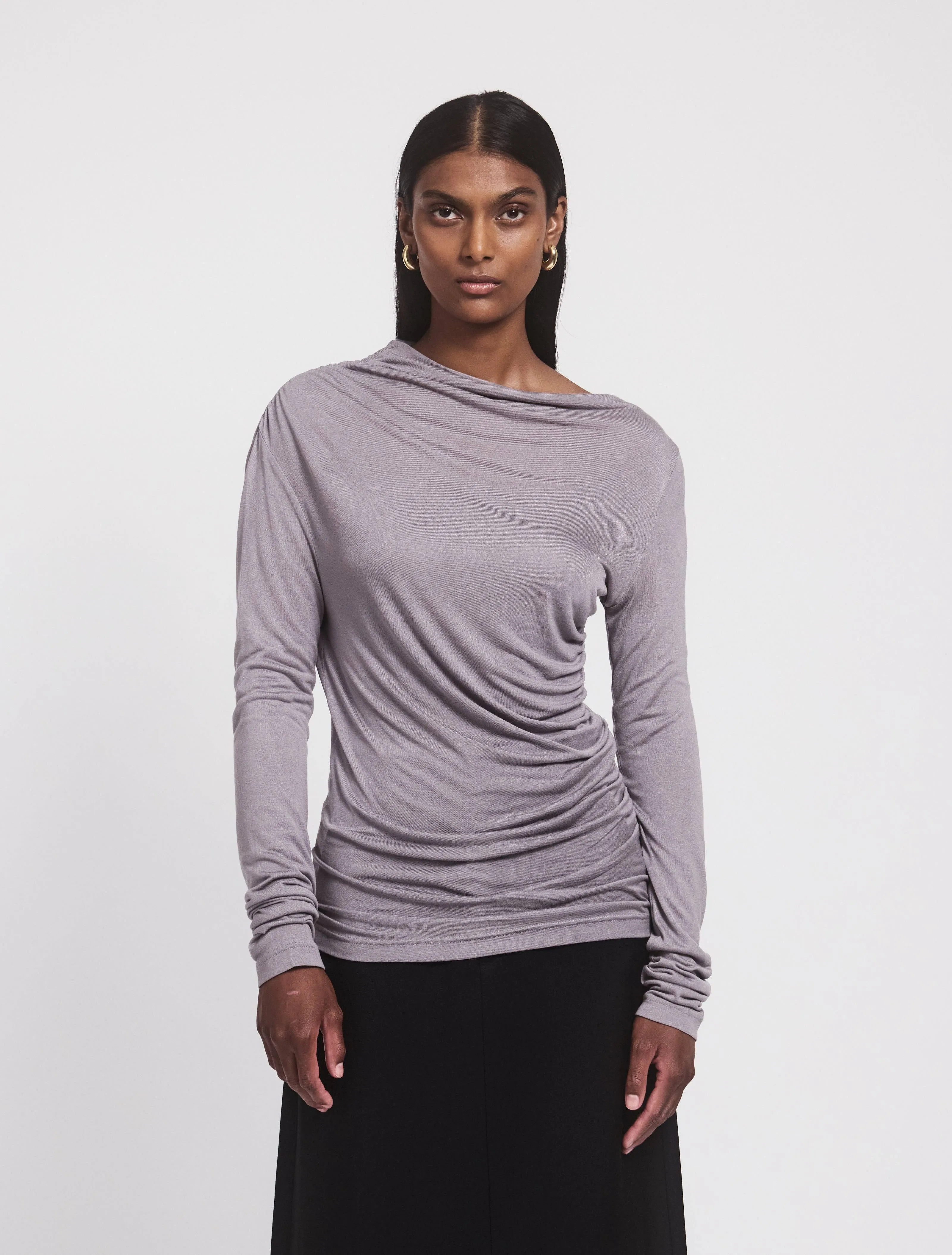 Iphis Draped Long Sleeve Top in Dusk